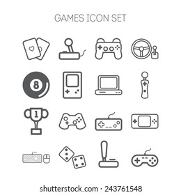 Set of simple icons for video games, controllers, web and applications