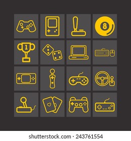 Set of simple icons for video games, controllers, web and applications