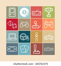 Set of simple icons for video games, controllers, web and applications