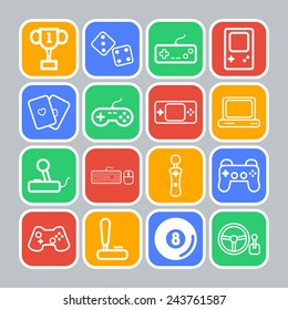 Set of simple icons for video games, controllers, web and applications