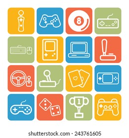 Set of simple icons for video games, controllers, web and applications
