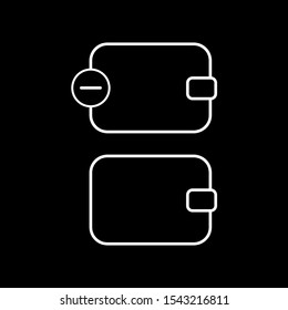Set of simple icons with wallet with minus button and wallet