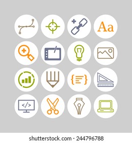 Set of simple icons for web development and applications