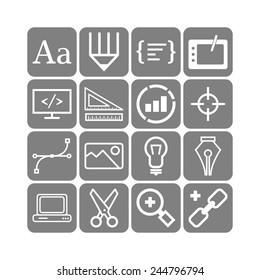 Set of simple icons for web development and applications