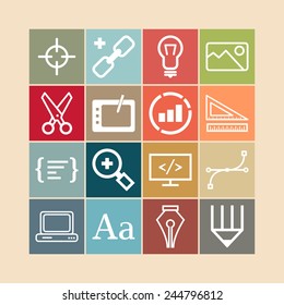 Set of simple icons for web development and applications