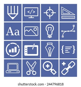 Set of simple icons for web development and applications