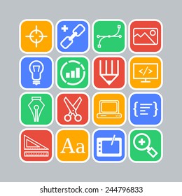 Set of simple icons for web development and applications