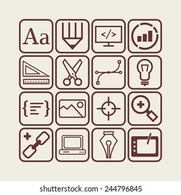 Set of simple icons for web development and applications
