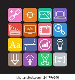 Set of simple icons for web development and applications
