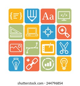 Set of simple icons for web development and applications