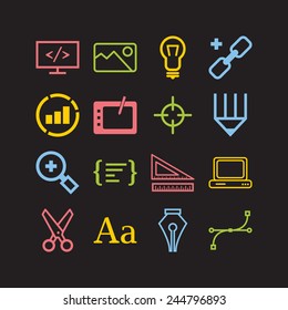 Set of simple icons for web development and applications
