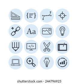 Set of simple icons for web development and applications