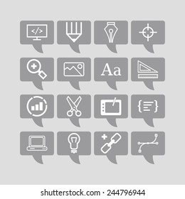 Set of simple icons for web development and applications