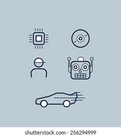 Set of simple icons for website and mobile application. Flat design. Vector. Editable.