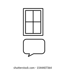 Set of simple icons with window with square speech bubbles