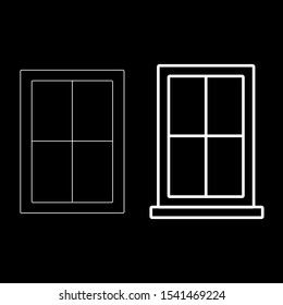 Set of simple icons with windows on a black background