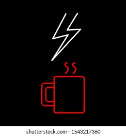 A set of simple icons with a zipper and a hot mug