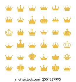 Set of simple illustrations of crown icons.