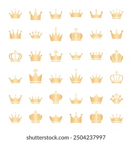 Set of simple illustrations of crown icons.