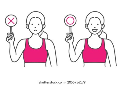 A set of simple illustrations of female sports trainers.It is vector data which is easy to edit.
