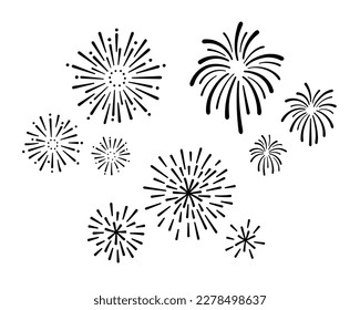 A set of simple illustrations of fireworks.
It is an image of summer and festival decorations.