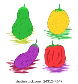 set of simple illustrations of fruit