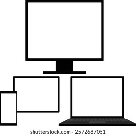 A set of simple illustrations of PCs and other devices