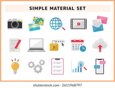 A set of simple illustrations related to business and IT