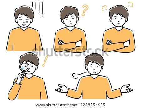 A set of simple illustrations of young men in various poses.There are other variations as well.