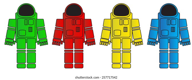 set of simple images of astronaut's spacesuits. vector illustration