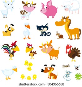 Set of simple images of farm animals - vector