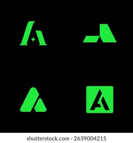 Set of Simple Initial Letter A logo icon design template elements vector usable for Business and Branding Logos.