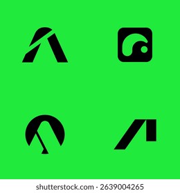 Set of Simple Initial Letter A logo icon design template elements vector usable for Business and Branding Logos.