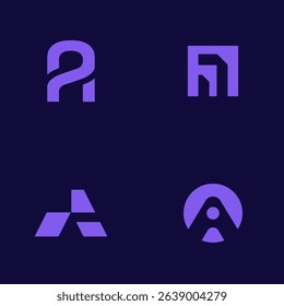 Set of Simple Initial Letter A logo icon design template elements vector usable for Business and Branding Logos.