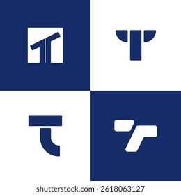 Set of Simple Initial Letter T logo icon design template elements vector usable for Business and Branding Logos.