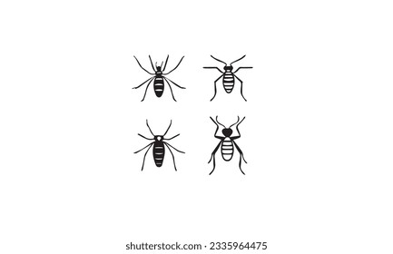 Set of simple insect line black icons. Outline stroke object. Linear signs pack on white background