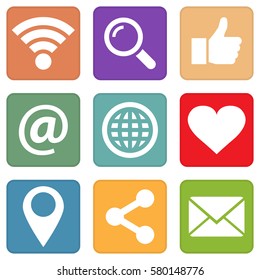 Set of simple internet icons on a white background