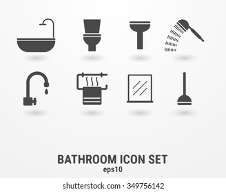 Set of simple isolated icons on a theme bathroom