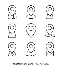 Set of simple isolated vector location icons