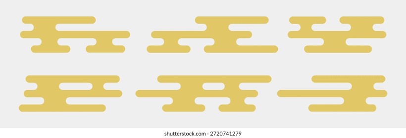 Set of simple Japanese clouds icons. Asian style cloud elements