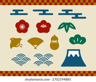 Conjunto de ilustraciones simples de estilo japonés