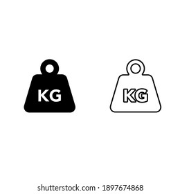 Set of Simple KG weight silhouette icon on white background, isolated