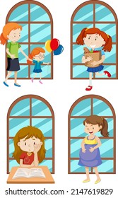 Set Set einfacher Kids-Cartoon-Figuren zur Illustration