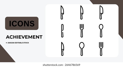 Conjunto de ícones simples utensílios de cozinha, perfeito para cozinhar sites ou aplicativos de receitas. Isolado em gráficos vetoriais brancos e de fácil edição.  Ótimo para designs culinários.