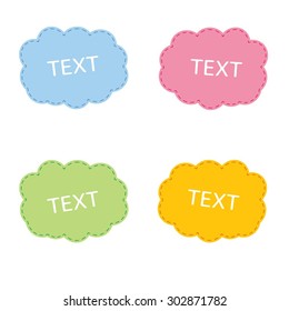A set of simple labels in bright colors.