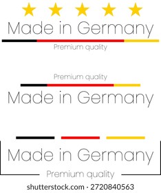 Set von einfachen Etiketten mit Made in Germany mit modernem Flachdesign für Produkte