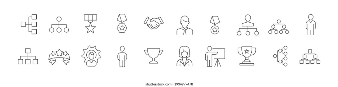 Set of simple leadership line icons. Outline stroke object. Linear signs pack. Perfect for web apps and mobile.