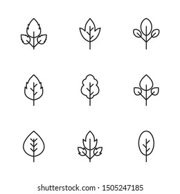 Set Simple Leaf Icons Linear Style Stock Vector (Royalty Free ...