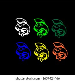 set of simple leaf vector design frog symbol