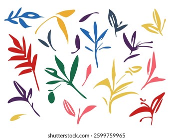 A set of simple leaves for the design.  Vector illustration.